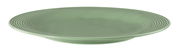 Salbeigrüner Frühstücksteller mit geriffeltem Rand, seitliche Perspektive