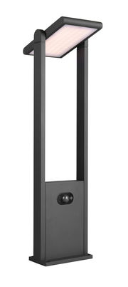 Moderner schwarzer Pfosten Malawi mit rechteckigem LED-Licht, frontal abgebildet.