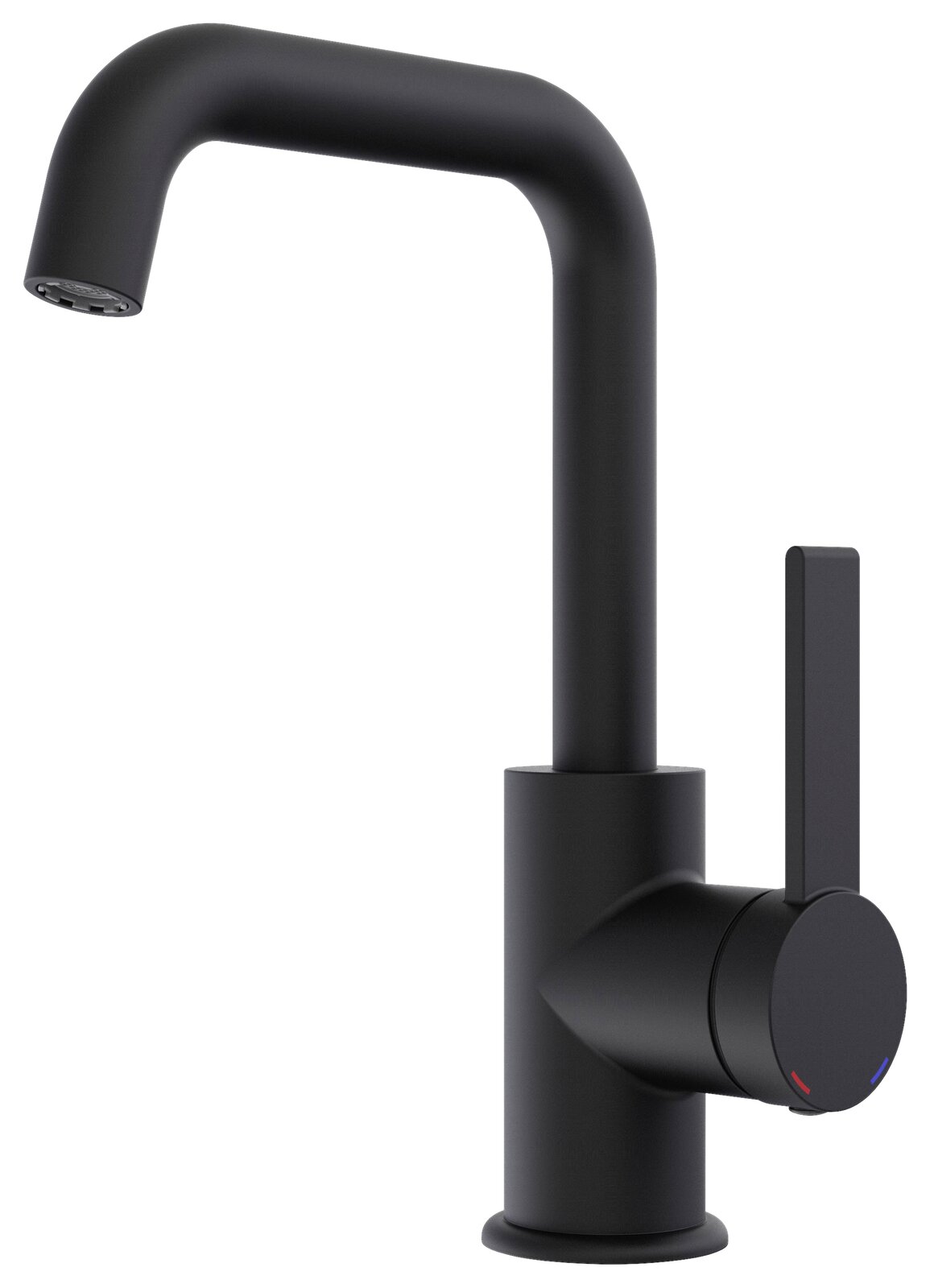 Zurbrüggen Waschtischarmatur LOS ANGELES Moderne schwarze Waschtischarmatur mit seitlichem Hebel, seitliche Perspektive