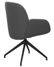 Rückansicht eines grünen Stressless Sessels DINING BAY mit schwarzem Metallgestell.