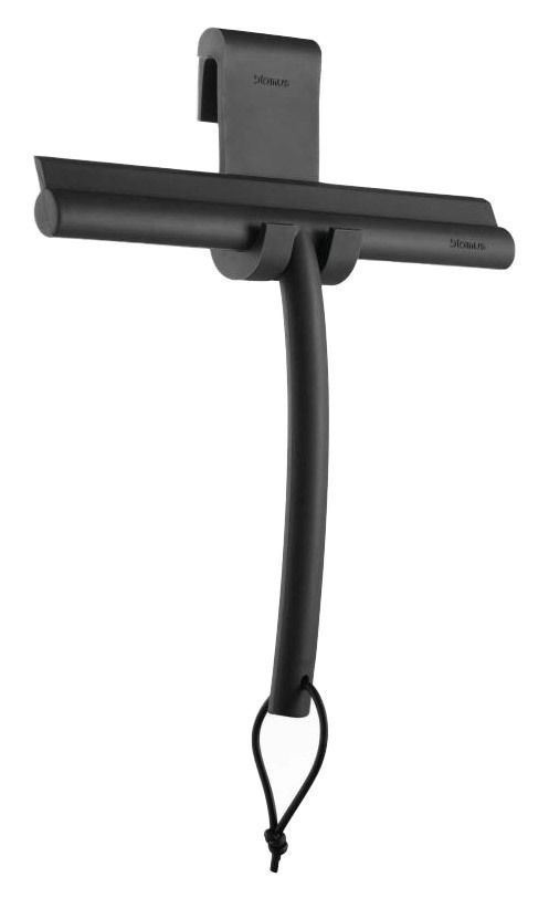 Duschwischer aus Edelstahl mit Silikonlippe, seitliche Perspektive