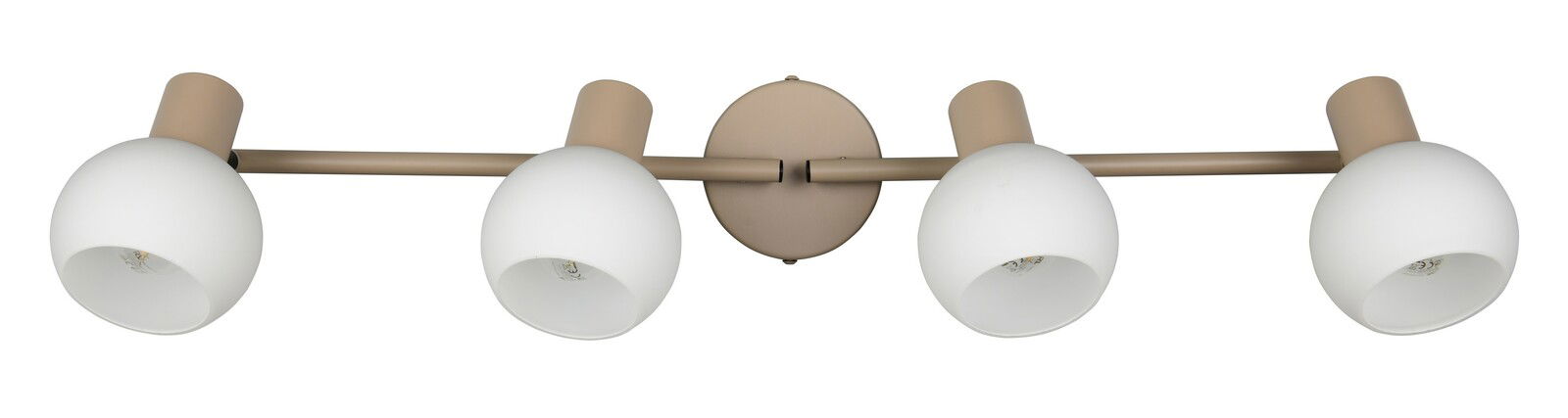 Vierflammiger Strahler in moderner, minimalistischer Ausführung, seitliche Perspektive