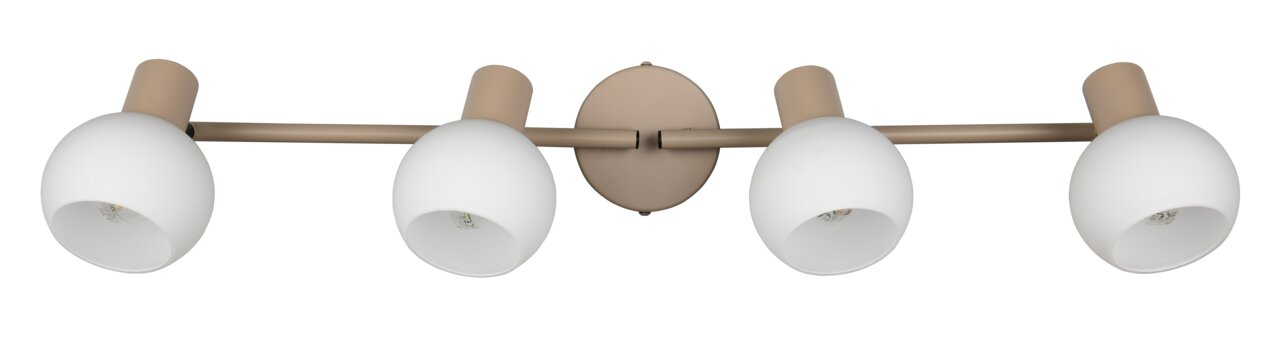 Vierflammiger Strahler in moderner, minimalistischer Ausführung, seitliche Perspektive