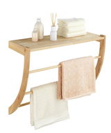 Wandregal Norway aus Holz mit Handtuchhalter, seitliche Perspektive