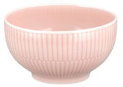 Rosa Cafè au lait Schale mit geriffeltem Design, seitliche Perspektive