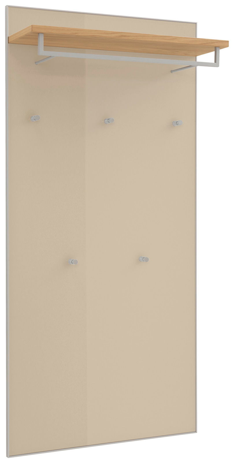 VOSS XL-Garderobenpaneel VORTINA XL-Garderobenpaneel in Seitenansicht mit Holzablage und mehreren Haken, modernes Design