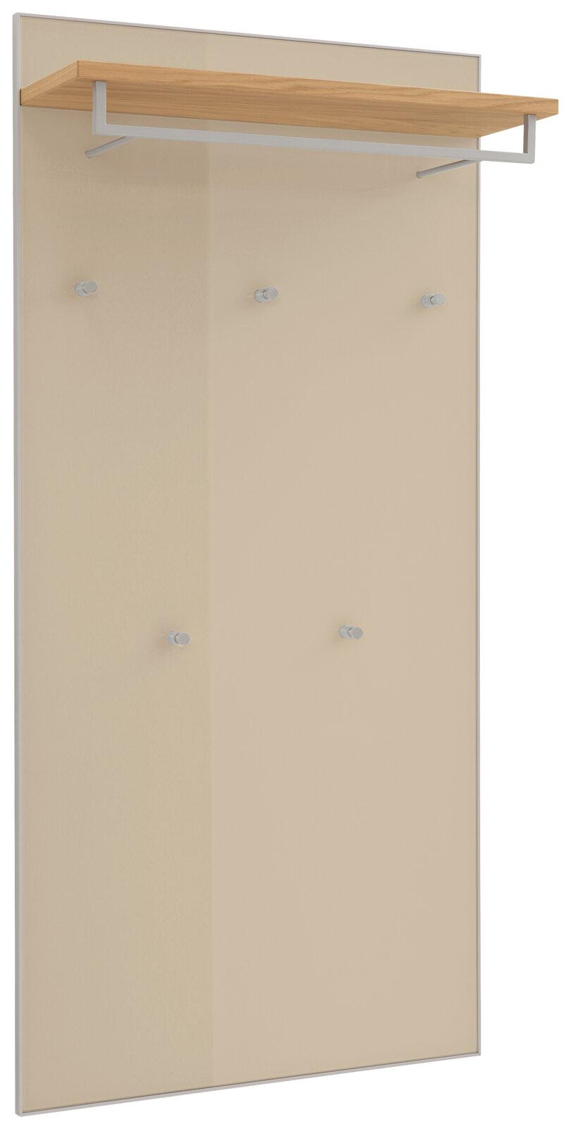 VOSS XL-Garderobenpaneel VORTINA XL-Garderobenpaneel in Seitenansicht mit Holzablage und mehreren Haken, modernes Design