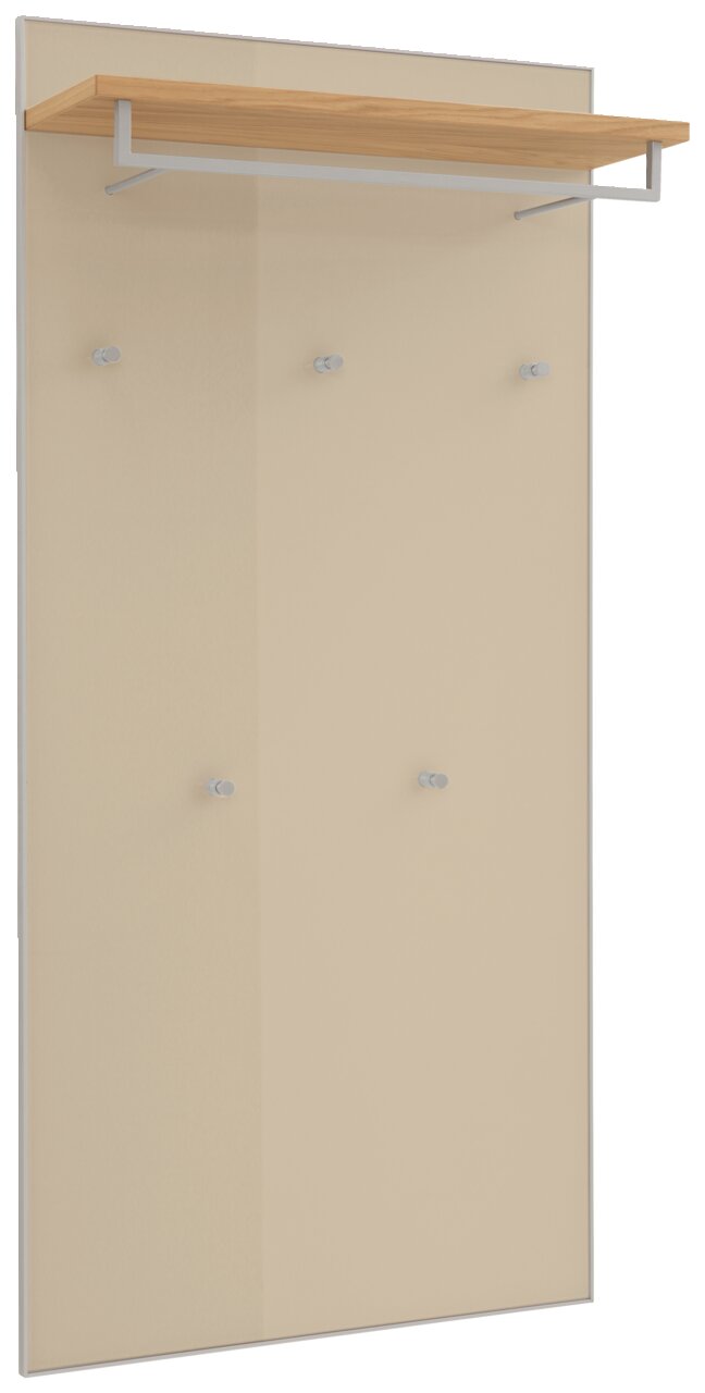 XL-Garderobenpaneel in Seitenansicht mit Holzablage und mehreren Haken, modernes Design