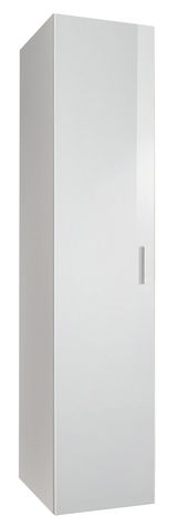 Weißer Mehrzweckschrank mit einer Tür, frontal betrachtet.