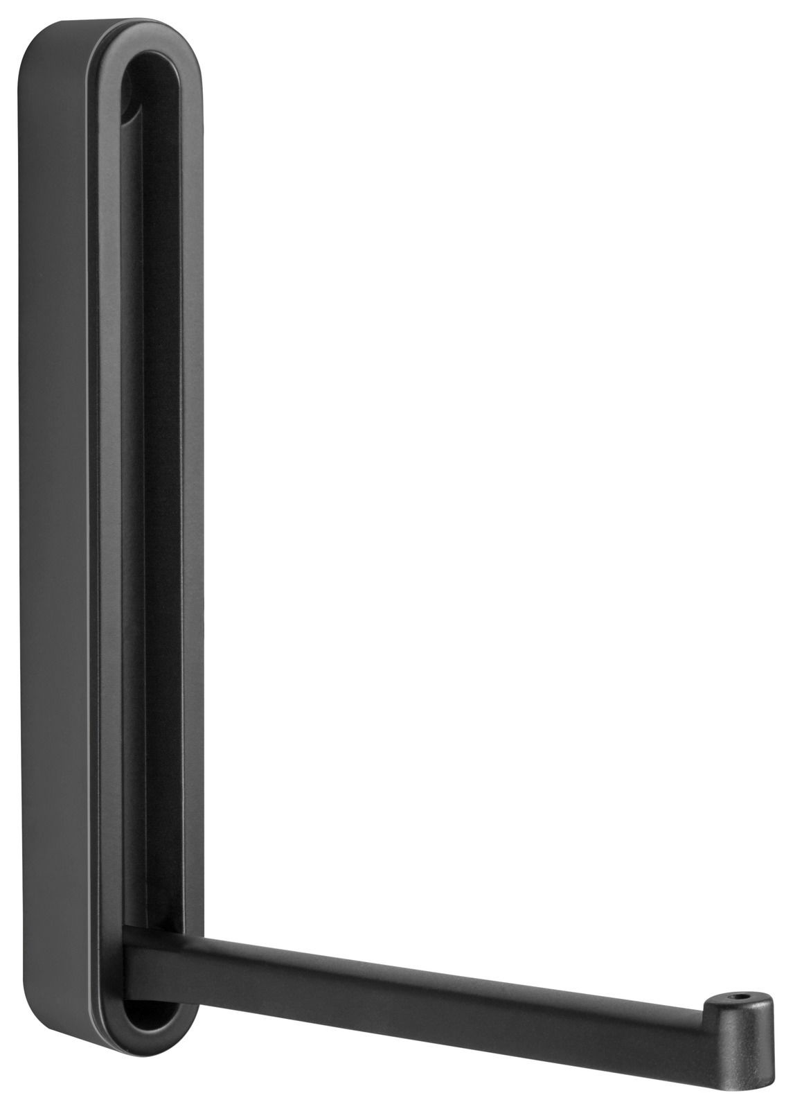 Schwarzer Wandhaken aus seitlicher Perspektive