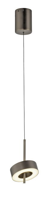 Moderne Pendelleuchte Q-ROTATE in seitlicher Perspektive, mit einem schwenkbaren, ringförmigen Leuchtkörper in elegantem Metallfinish.