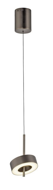 Moderne Pendelleuchte Q-ROTATE in seitlicher Perspektive, mit einem schwenkbaren, ringförmigen Leuchtkörper in elegantem Metallfinish.
