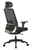 Rückansicht eines ergonomischen Drehstuhls mit Netzrückenlehne und verstellbarer Kopfstütze