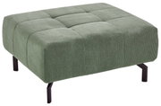 Groene XL-poef met geribbelde stoffen bekleding, zijaanzicht