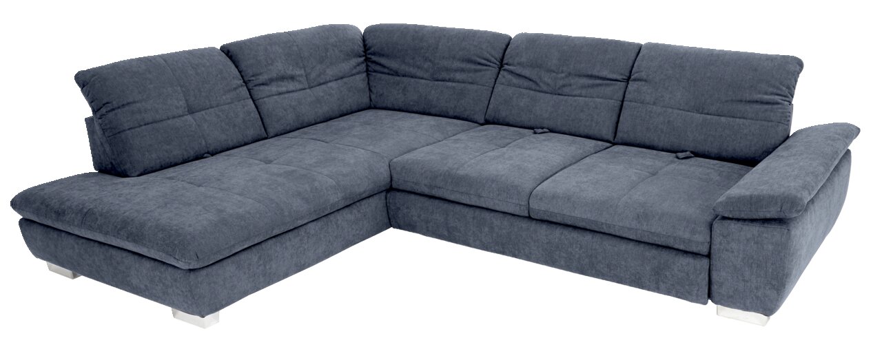 Graue Polsterrundecke in L-Form, Perspektive von vorne links