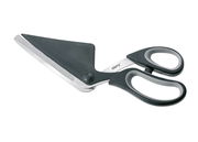 Pizzaschere PEZZO in seitlicher Perspektive mit ergonomischen Griffen und scharfer Klinge.