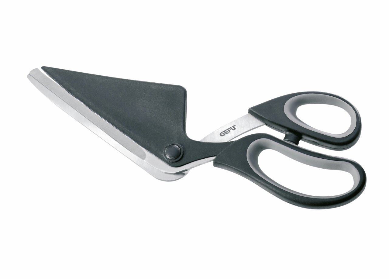 GEFU Pizzaschaar PEZZO Pizzaschere PEZZO in seitlicher Perspektive mit ergonomischen Griffen und scharfer Klinge.