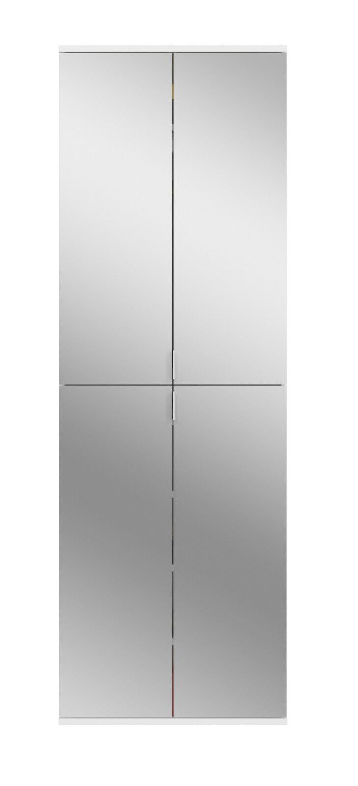 Spiegelschrank mit vier Türen, frontal betrachtet.