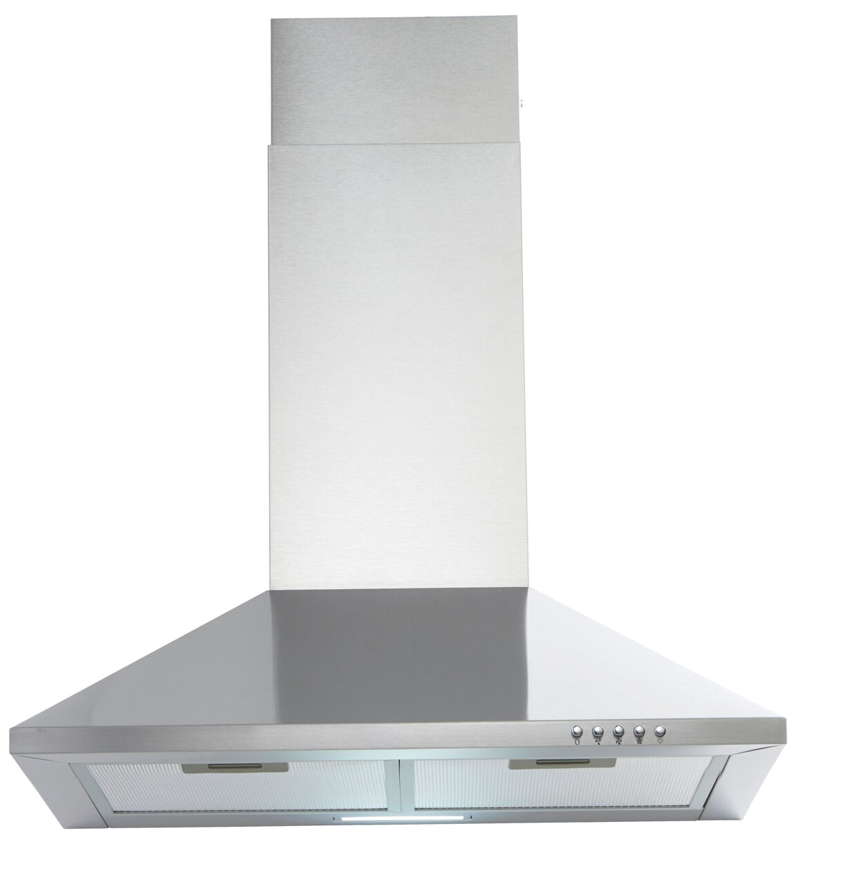 Dunstabzugshaube aus Edelstahl, Frontalansicht