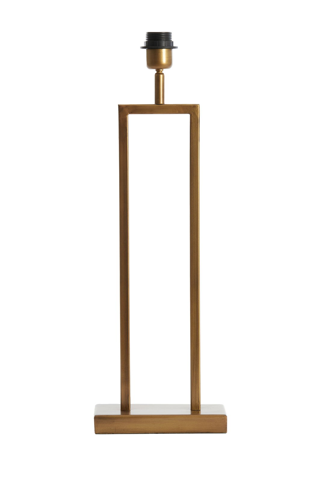 Moderner Lampenfuß aus Metall in rechteckiger Form, frontal abgebildet.