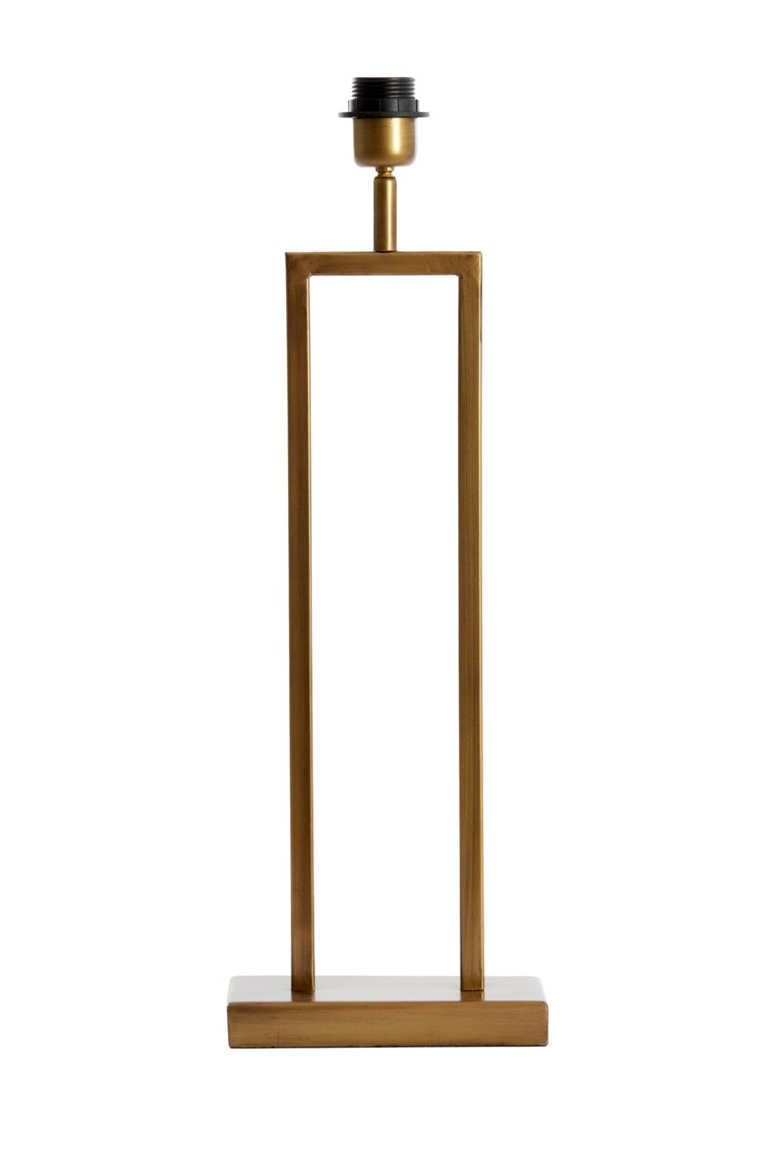 Moderne metalen lampvoet in rechthoekige vorm, afgebeeld van voren.
