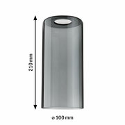 Zylindrischer Dekoschirm Raja aus transparentem Material, 210 mm hoch und 100 mm Durchmesser, seitliche Perspektive.