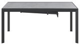 Moderner Gartentisch mit grauer Tischplatte und schwarzem Gestell, Frontalansicht