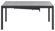 Moderner Gartentisch mit grauer Tischplatte und schwarzem Gestell, Frontalansicht