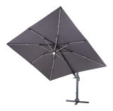 Moderner Ampelschirm in dunkler Farbe, seitliche Perspektive