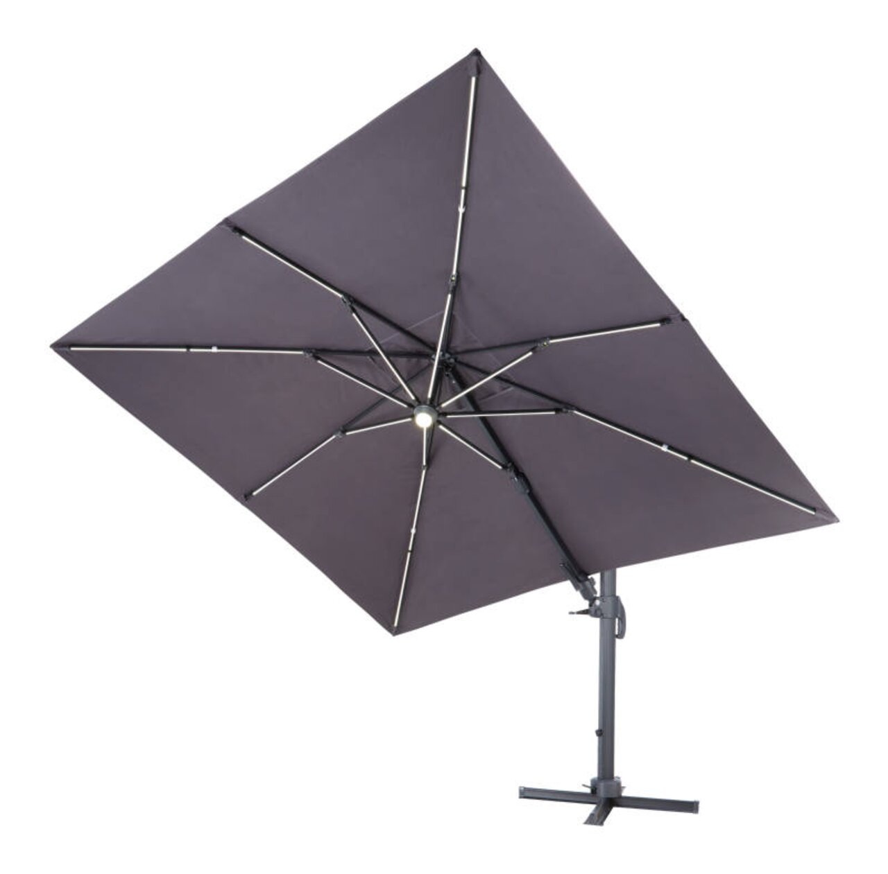 Ambia Garden Ampelschirm SUN DELUXE Moderner Ampelschirm in dunkler Farbe, seitliche Perspektive