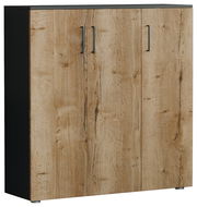 Schuhschrank aus Holz mit drei Türen, Frontansicht