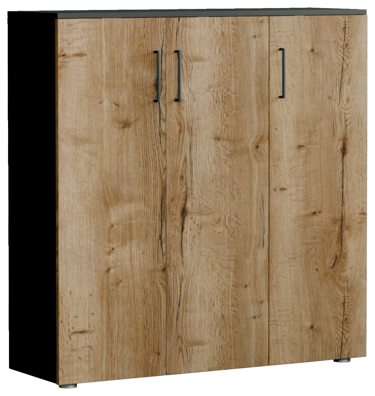 Moderano Schuhschrank breit SHOES Schuhschrank aus Holz mit drei Türen, Frontansicht