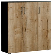 Schuhschrank aus Holz mit drei Türen, Frontansicht