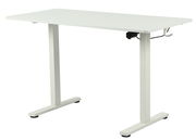 Weißer höhenverstellbarer E-Schreibtisch, seitliche Perspektive