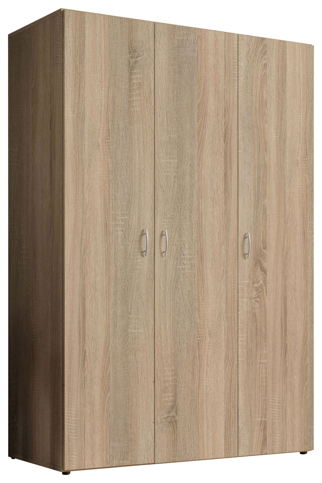 Z2 Drehtürenschrank 3-türig JOE Drehtürenschrank 3-türig aus Holz in Eichenoptik, seitliche Perspektive