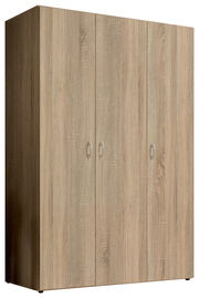 Drehtürenschrank 3-türig aus Holz in Eichenoptik, seitliche Perspektive