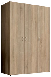 Drehtürenschrank 3-türig aus Holz in Eichenoptik, seitliche Perspektive