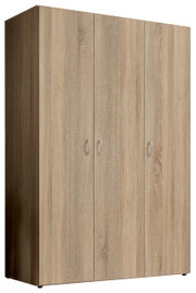 Drehtürenschrank 3-türig aus Holz in Eichenoptik, seitliche Perspektive