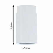 Zylindrische Deckenfassung, weiß, 96 mm hoch, 55 mm Durchmesser, seitliche Perspektive