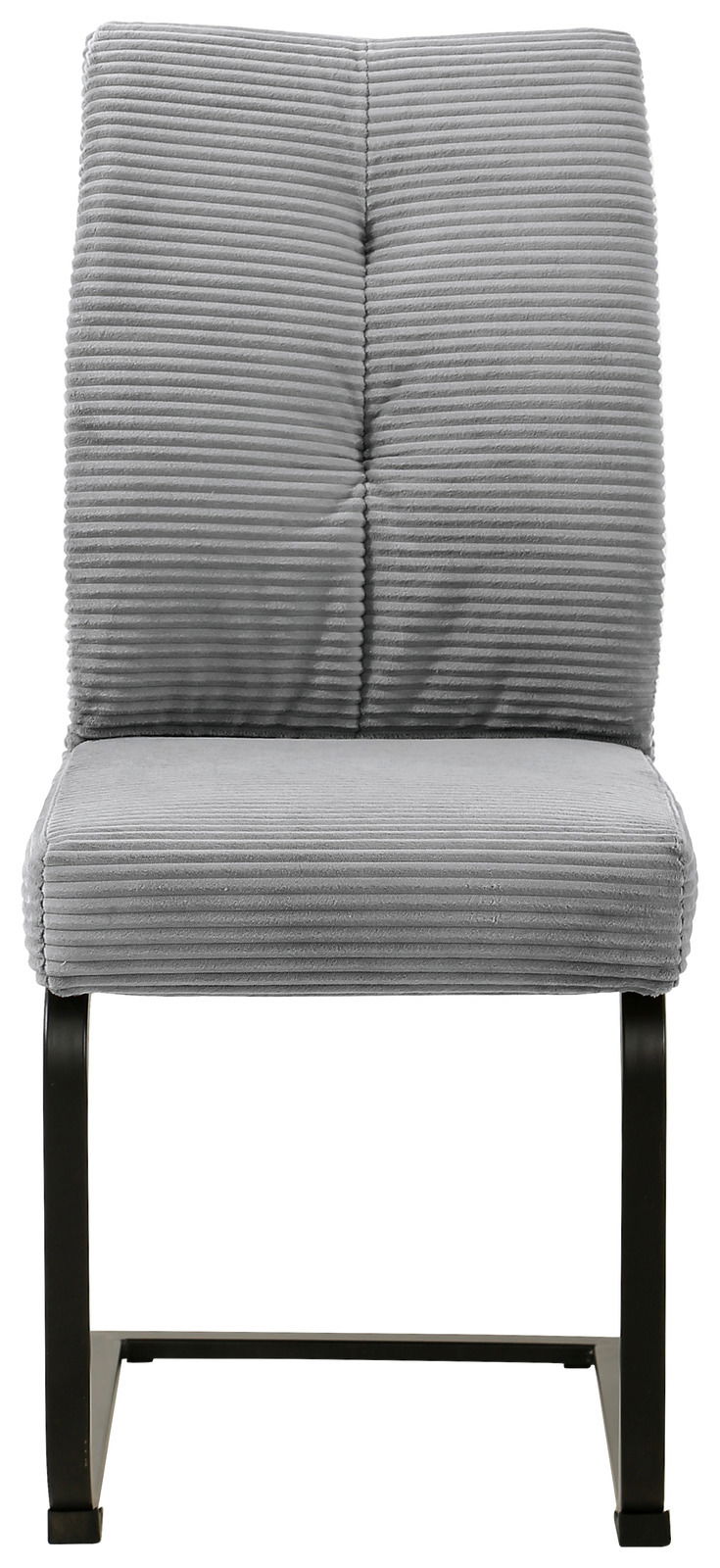 Grauer Schwingstuhl mit geripptem Stoffbezug, Vorderansicht