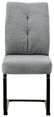 Grauer Schwingstuhl mit geripptem Stoffbezug, Vorderansicht