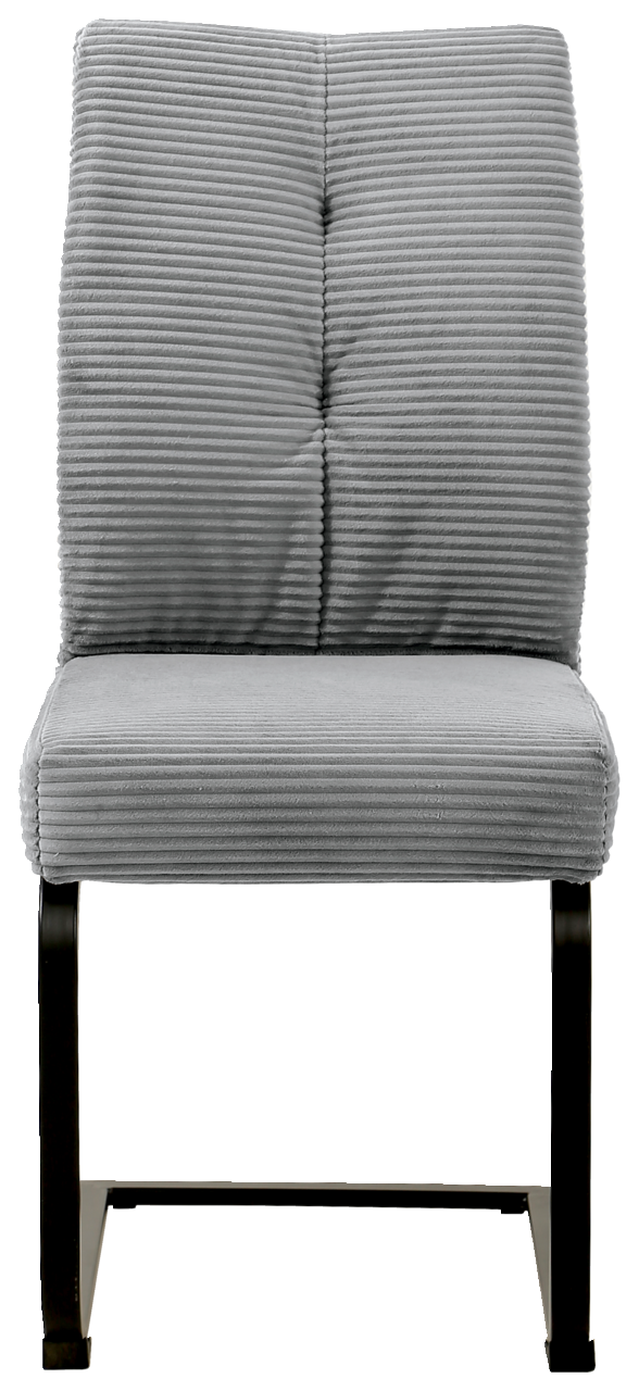 Grauer Schwingstuhl mit geripptem Stoffbezug, Vorderansicht