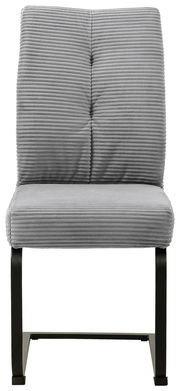 Grauer Schwingstuhl mit geripptem Stoffbezug, Vorderansicht