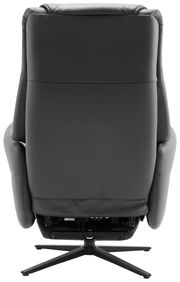 Rückansicht eines schwarzen Relaxsessels mit drehbarem Fußgestell.