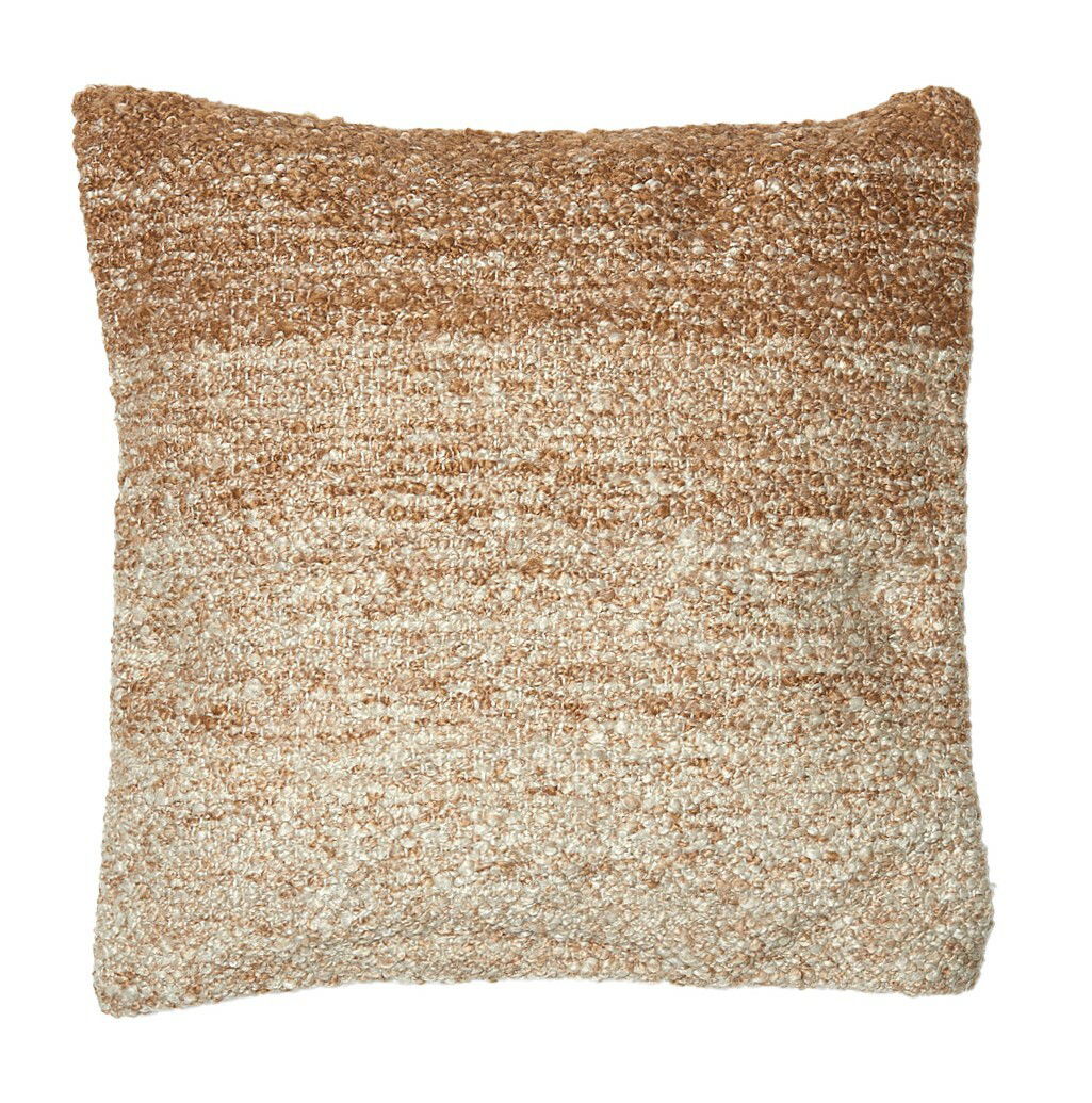 Quadratisches Kissen in beige-brauner Melierung, Frontalansicht