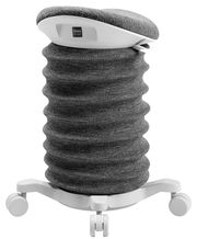 Grauer Aktiv-Sitz SITNESS 4D AGR von Topstar, seitliche Perspektive, mit wellenförmigem Design und Rollen.