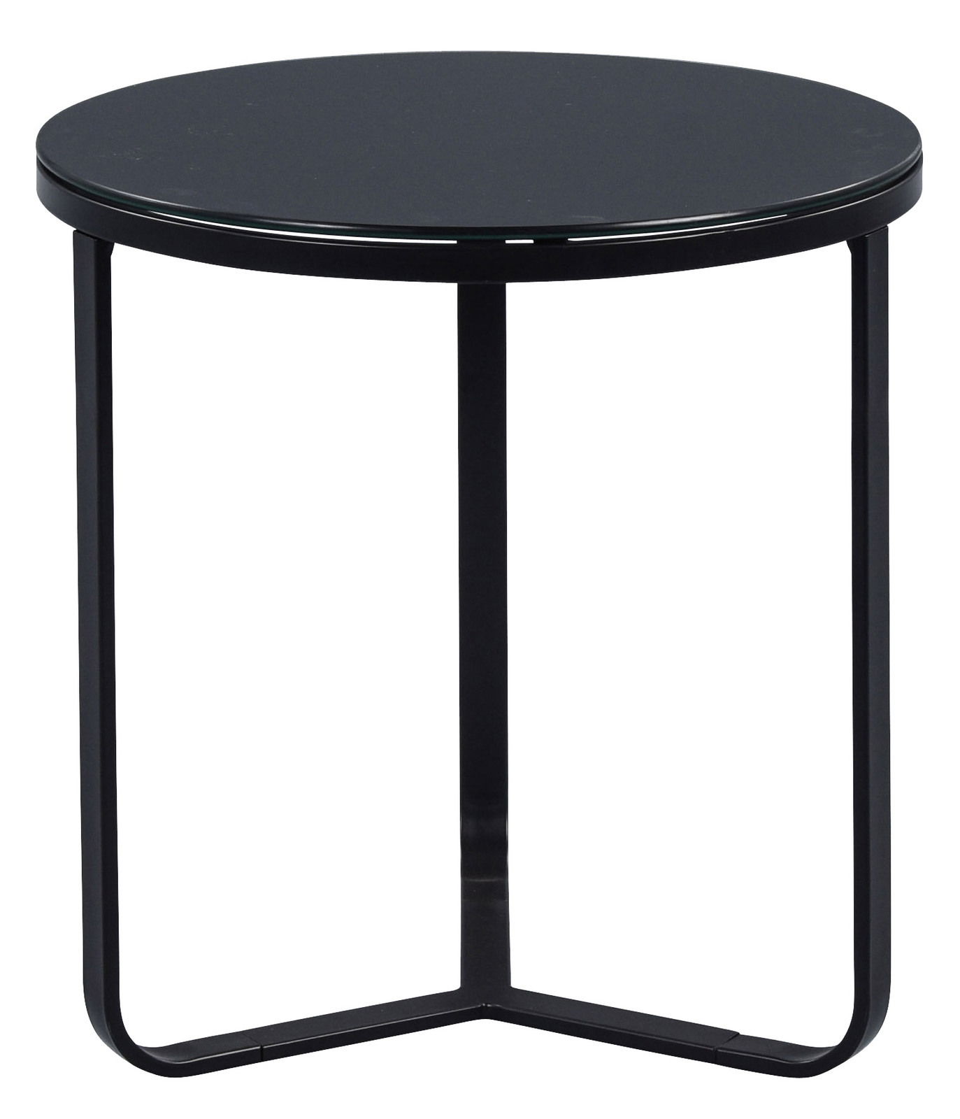Z2 Beistelltisch BOSTON Runder schwarzer Beistelltisch mit Metallgestell, seitliche Perspektive