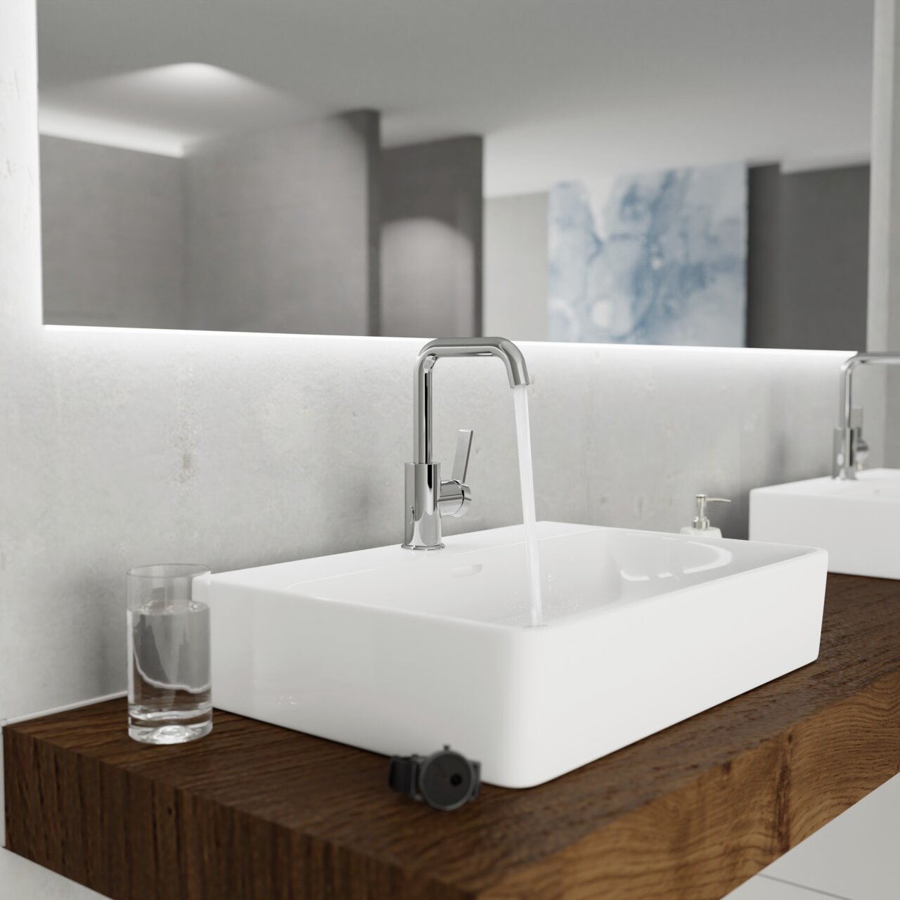 Zurbrüggen Wastafelkraan LOS ANGELES Moderne wastafelkraan in een stijlvolle badkamer, zijaanzicht