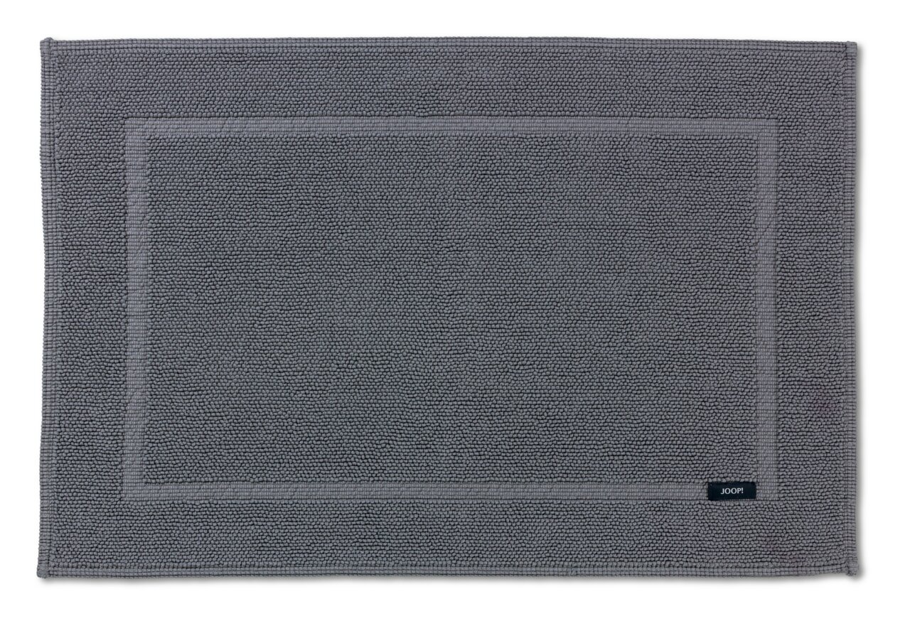 Grauer Badteppich 60 x 90 cm mit rechteckigem Muster, Draufsicht