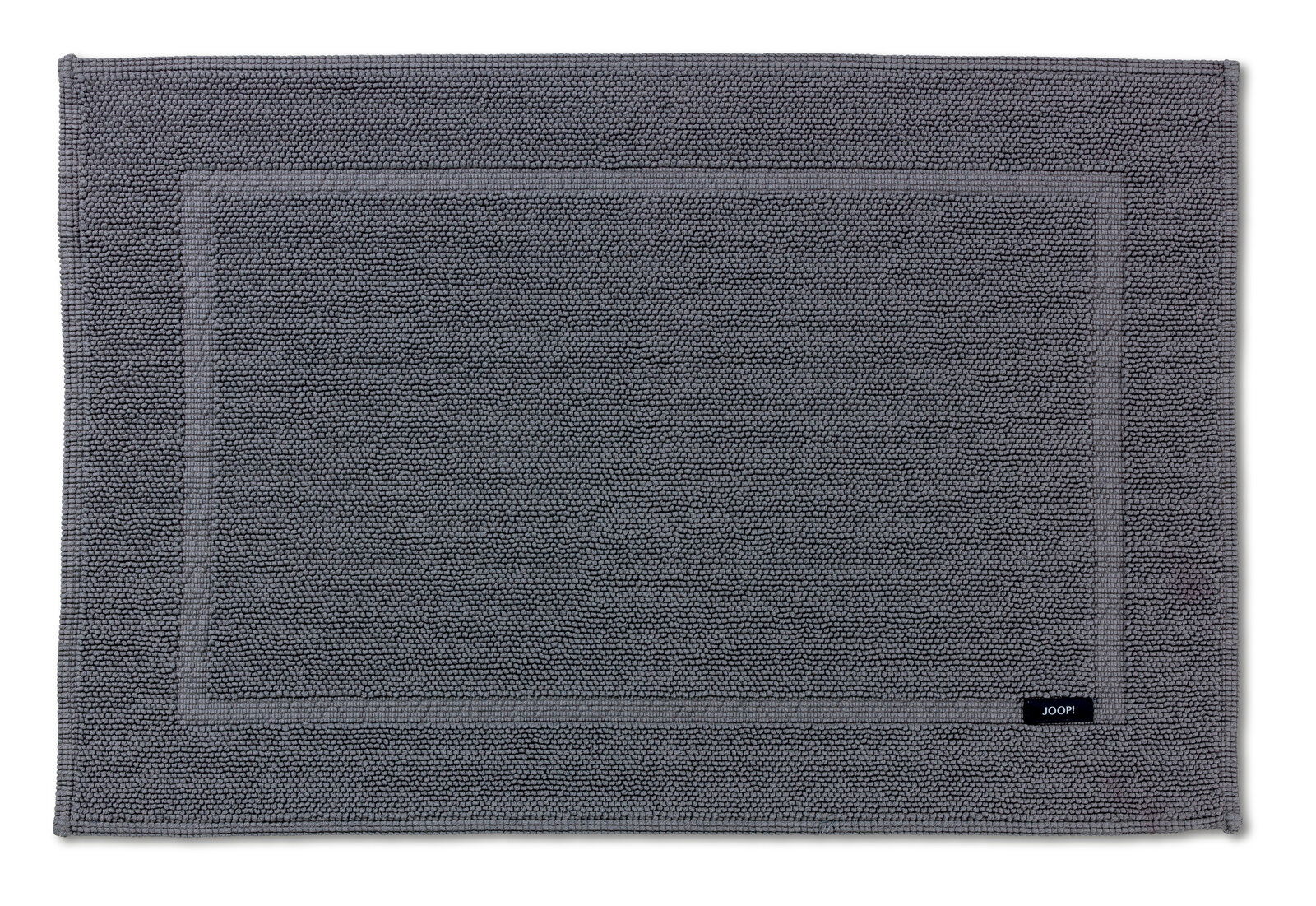 Grauer Badteppich 60 x 90 cm mit rechteckigem Muster, Draufsicht